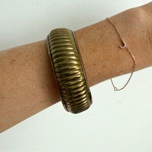 Vintage Textured Brass Bangle Bracelet